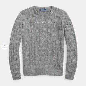 Polo Ralph Lauren, Cable-Knit Cashmere Sweater: Grey in Large